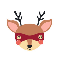 Cute Funny Deer Superhero Face In Mask Cartoon