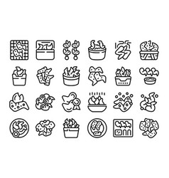 Fried Chicken Wings Icons Set Outline