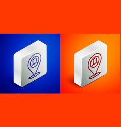 Isometric Line Worker Location Icon Isolated On