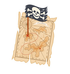 Pirate Treasure Map With Coordinates Flag