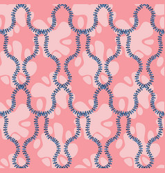 Blue Pink Seaweed Seamless Pattern Cute Floral