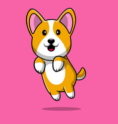 Cute Corgi Dog Jumping