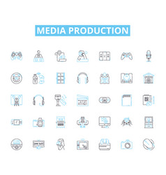 Media Production Linear Icons Set Film Video