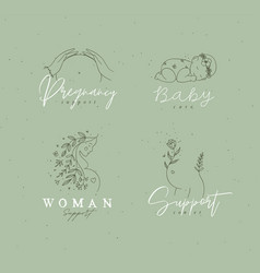 Pregnancy Labels With Lettering Green