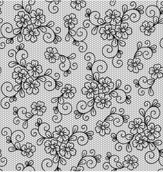 Lace black seamless pattern with flowers on white Vector Image