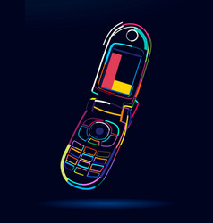 Abstract Old Vintage Flip Phone In Retro Style