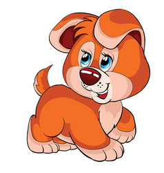 Cute Ginger Puppy Character With Big Ears Cartoon