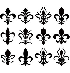 Set Emblem Fleur De Lys Symbol Icon