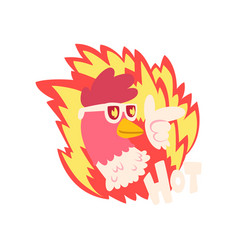 Hot Spicy Fire Chicken Wearing Cool Sunglasses