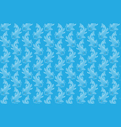 White Line Of Koi Fish On Blue Background