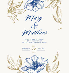 Wedding Invitation In Vintage Engraving Botanical