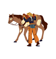 Wild West Horseman With Guns Mounts Horse