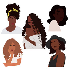 Set Of Abstract Black Women Characters