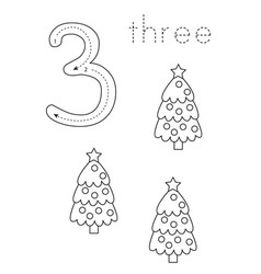 Black And White Flashcard With Number Three