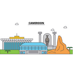 Cameroon Outline City Skyline Linear