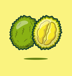 Cute Durian Icon On Yellow