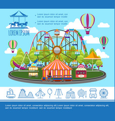 Flat amusement park template Royalty Free Vector Image