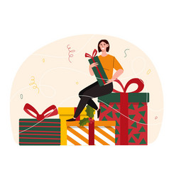 Woman Sits On Gift Box