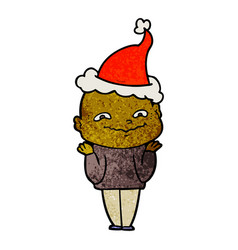 Textured Cartoon Of A Creepy Guy Wearing Santa Hat