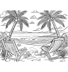 Cartoon Sandy Beach On Exotic Island Summer