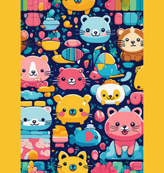 Cute Animals Cartoon Seamless Pattern