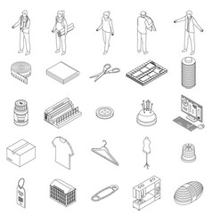 Textile Production Icons Set Outline