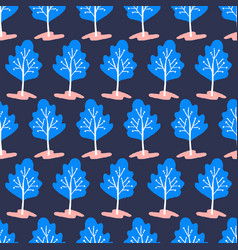 Blue Trees Seamless Background Pattern