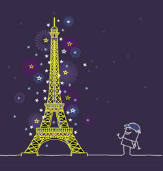 Cartoon Man And Paris By Night