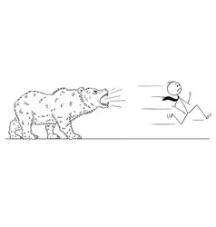 Cartoon Of Businessman Running From Bear