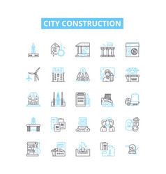 City Construction Line Icons Set