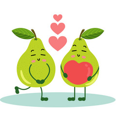 Couple Of Green Pears In Love