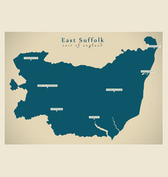 East Suffolk District Map - England Uk