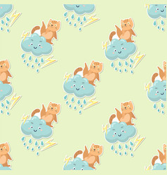 Adorable Meow With Weather Cartoon Seamless