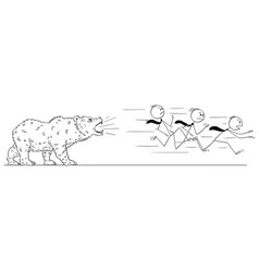 Cartoon Of Businessmen Running From The Bear