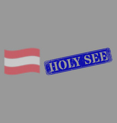 Distress Holy See Stamp And Dotted Halftone Waving