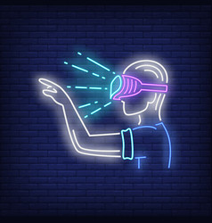 Guy Wearing Vr Goggles Neon Sign