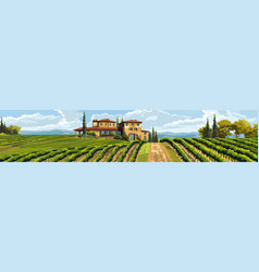 Tuscan Villa Vineyard Landscape