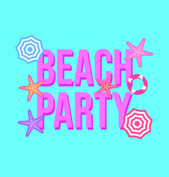 Beach Party Banner With Text Starfish And