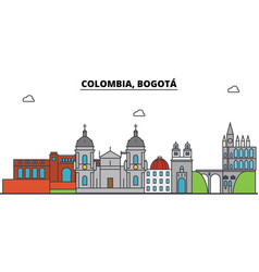 Colombia Bogota Outline City Skyline Linear