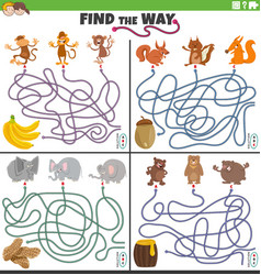 Find The Way Maze Activities Set With Animal