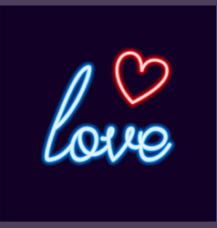 Love Neon Font With Icon 80s Text Letter Glow