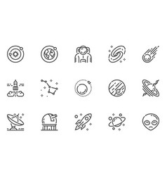 Space And Astronomy Line Icons Set