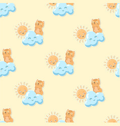 Cute Meow With Weather Cartoon Seamless Pattern