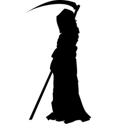 Black Silhouette Of Death With A Scythe On A