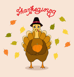 Turkey In A Hat With Pumpkin Thanksgiving Art