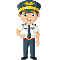 Cartoon Happy Young Pilot Standing