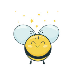 Cute Friendly Bee Clip Art In Cartoon Style