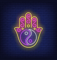 Yin Yang On Hamsa Hand Neon Sign