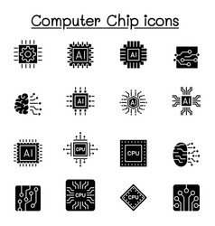 Computer Chips And Electronic Circuit Icons