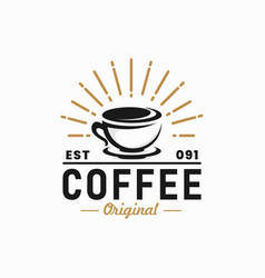 Cup Coffee Logo In Hipster Vintage Style